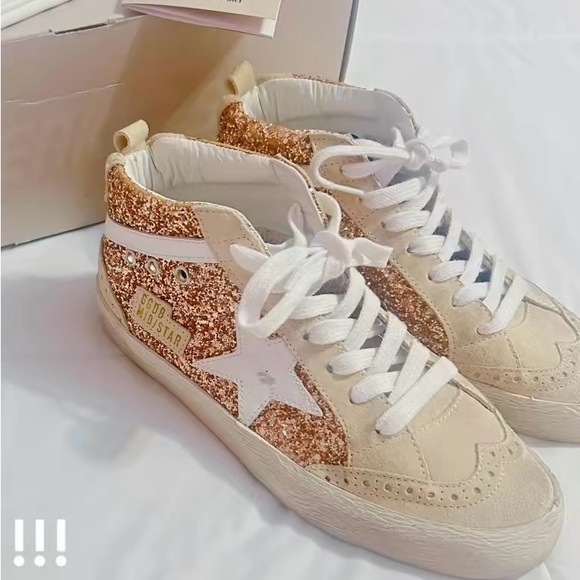 Golden Goose Women's Mid Star Glitter Mid Top Sneakers - Picture 1 of 1